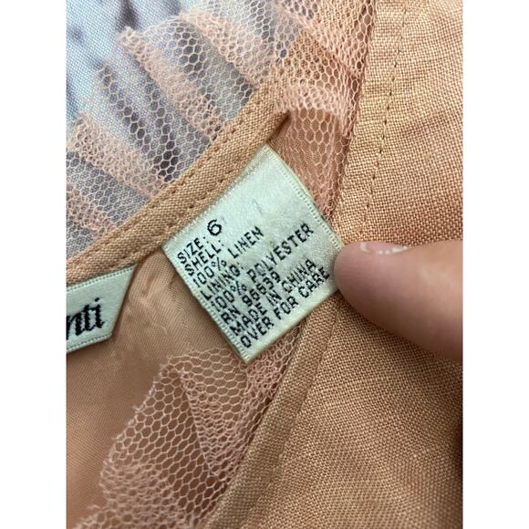 Nikki Valenti Top Women 6 Sleeveless Ruffle Scoop Neck Button Pleat Irish Linen - Picture 3 of 12